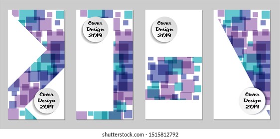 Retro Flyers. Set of Vintage Colorful Posters with Fun Elements, Colorful Rectangles with White Form for Text. Red, Green, Orange and Blue Design for Sale Brochures. Sale Ads.