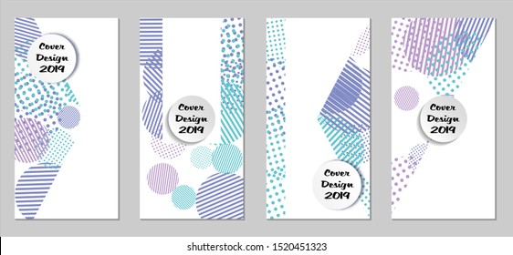 Retro Flyers. Set of Vintage Colorful Posters with Fun Elements, Colorful Dots, Lines and Circles with White Form for Text. Blue, Gray Design for Sale Brochures. Sale Ads.