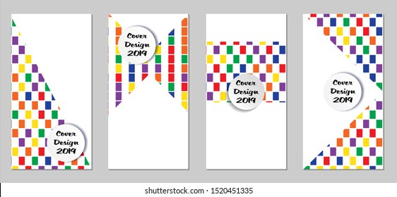 Retro Flyers. Set of Vintage Colorful Posters with Fun Elements, Colorful Rectangles with White Form for Text. Red, Green, Orange and Blue Design for Sale Brochures. Sale Ads.