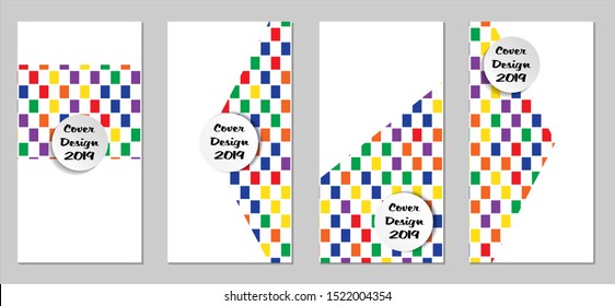Retro Flyers. Set of Vintage Colorful Posters with Fun Elements, Colorful Rectangles with White Form for Text. Red, Green, Orange and Blue Design for Sale Brochures. Sale Ads.