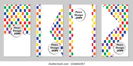 Retro Flyers. Set of Vintage Colorful Posters with Fun Elements, Colorful Rectangles with White Form for Text. Red, Green, Orange and Blue Design for Sale Brochures. Sale Ads.