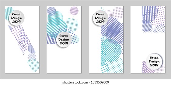 Retro Flyers. Set of Vintage Colorful Posters with Fun Elements, Colorful Dots, Lines and Circles with White Form for Text. Blue, Gray Design for Sale Brochures. Sale Ads.