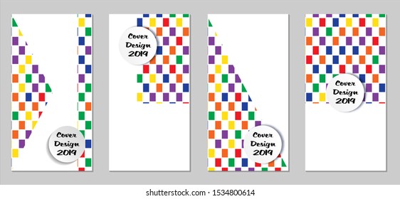 Retro Flyers. Set of Vintage Colorful Posters with Fun Elements, Colorful Rectangles with White Form for Text. Red, Green, Orange and Blue Design for Sale Brochures. Sale Ads.