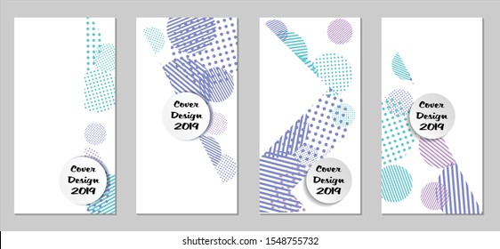 Retro Flyers. Set of Vintage Colorful Posters with Fun Elements, Colorful Dots, Lines and Circles with White Form for Text. Blue, Gray Design for Sale Brochures. Sale Ads.