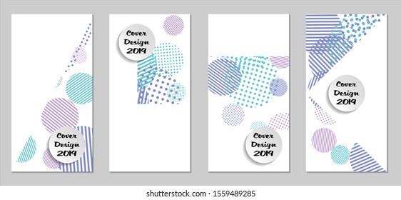 Retro Flyers. Set of Vintage Colorful Posters with Fun Elements, Colorful Dots, Lines and Circles with White Form for Text. Blue, Gray Design for Sale Brochures. Sale Ads.
