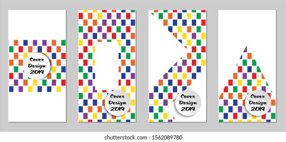 Retro Flyers. Set of Vintage Colorful Posters with Fun Elements, Colorful Rectangles with White Form for Text. Red, Green, Orange and Blue Design for Sale Brochures. Sale Ads.