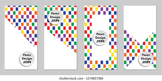 Retro Flyers. Set of Vintage Colorful Posters with Fun Elements, Colorful Rectangles with White Form for Text. Red, Green, Orange and Blue Design for Sale Brochures. Sale Ads.
