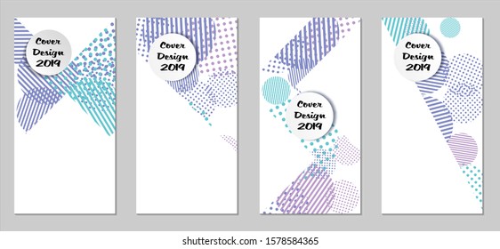 Retro Flyers. Set of Vintage Colorful Posters with Fun Elements, Colorful Dots, Lines and Circles with White Form for Text. Blue, Gray Design for Sale Brochures. Sale Ads.