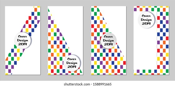 Retro Flyers. Set of Vintage Colorful Posters with Fun Elements, Colorful Rectangles with White Form for Text. Red, Green, Orange and Blue Design for Sale Brochures. Sale Ads.