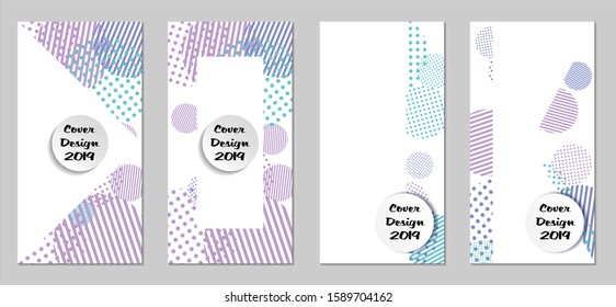Retro Flyers. Set of Vintage Colorful Posters with Fun Elements, Colorful Dots, Lines and Circles with White Form for Text. Blue, Gray Design for Sale Brochures. Sale Ads.