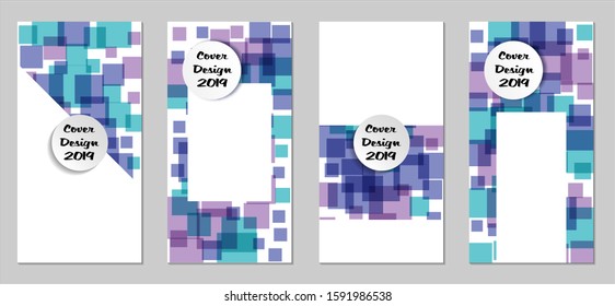 Retro Flyers. Set of Vintage Colorful Posters with Fun Elements, Colorful Rectangles with White Form for Text. Red, Green, Orange and Blue Design for Sale Brochures. Sale Ads.