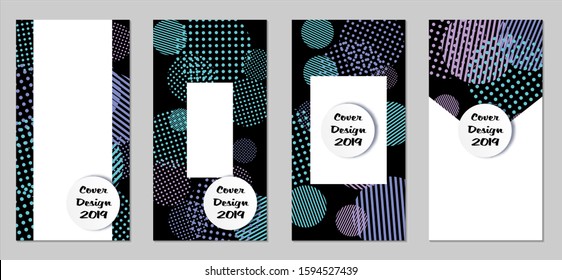 Retro Flyers. Set of Vintage Colorful Posters with Fun Elements, Colorful Dots, Lines and Circles with White Form for Text. Blue, Gray Design for Sale Brochures. Sale Ads.