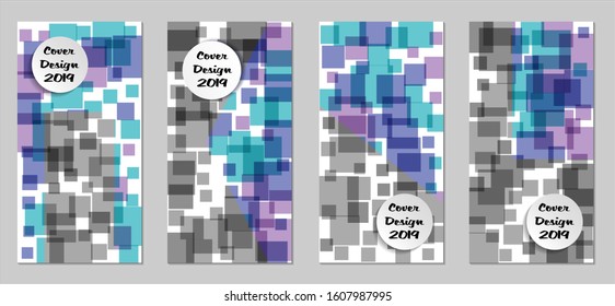 Retro Flyers. Set of Vintage Colorful Posters with Fun Elements, Colorful Rectangles with White Form for Text. Red, Green, Orange and Blue Design for Sale Brochures. Sale Ads.