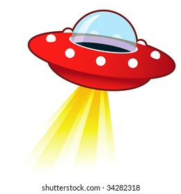 Retro Flying Saucer Ufo Light Beam Stock Vector (Royalty Free) 34282318 ...