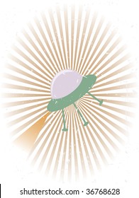 Retro Flying UFO Grunge Background