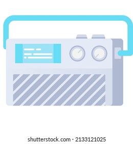 Retro-FM-Radio-Vektor. Symbol für tragbare Wireless-Geräte. Musikstation-Flachausrüstung einzeln auf weißem Hintergrund