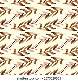 retro foliage wallpaper pattern in ivory gold shades