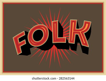 Retro Folk festival poster. Vintage vector illustration.