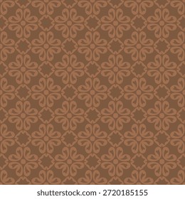 Patrón de adorno popular retro Vector sin costuras con flores estilizadas y hojas curvas, patrón de adorno popular retro con simetría decorativa vintage, patrón de adorno popular retro ideal para textiles, Fondos de pantalla y diseño artesanal