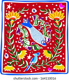 Retro Folk Pattern Design Vector Illustration