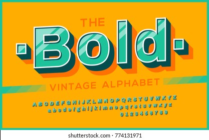 Retro Font 90's, 80's. typography design, Simple Bold Style. Vector abc alphabet