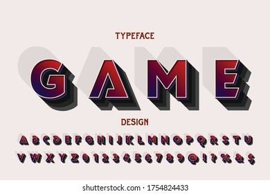 retro font, alphabet design, white and red style background, typeface vector name game