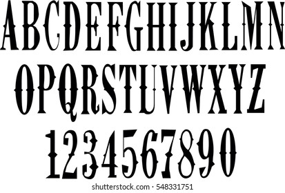 Retro Font - Alphabet  And  Numbers - Vector