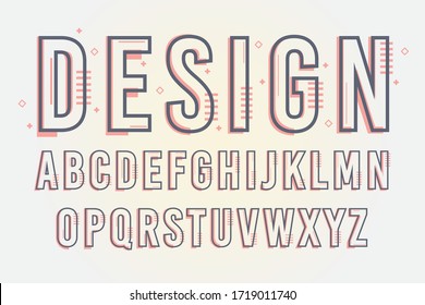 Retro Font and Alphabet, Vector