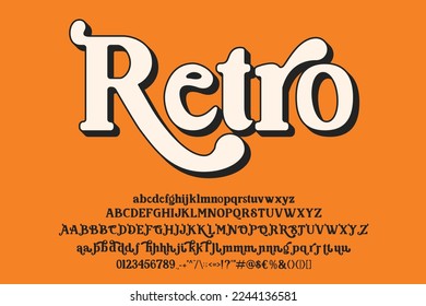 Retro font alphabet, vintage and unique character typography