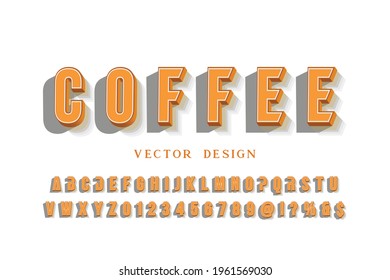 retro font, classic lettering, white and orange style background