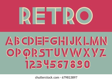 Retro font Decorative design Geometric letters and numbers Vector abc