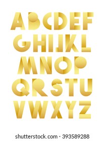 Retro font in gold. Vector alphabet. Vintage set of letters.