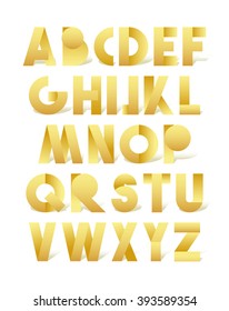Retro font in gold. Vector alphabet. Vintage set of letters. 