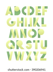 Retro font in green. Alphabet letters for vintage design directions. 3D realistic 