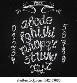 Retro font. Hand drawing