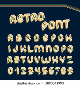 Retro font. Letters of 70s-80s aesthetics. Vector alphabet in layered style.