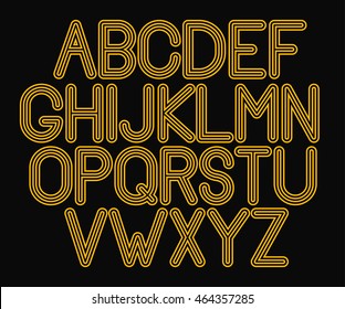 Retro Font. Line Alphabet