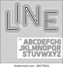 Retro font with lines, vector alphabet, stylish letter design best for use for posters, headlines and graphic design. Vector illustration.