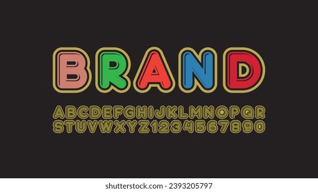 Retro font, old alphabet, rounded letters and numbers, vector illustration 10eps