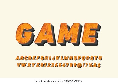 fuente retro, fondo de estilo anaranjado, diseño vectorial de tipo, letras clásicas