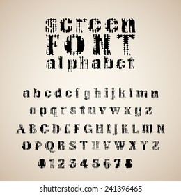 retro font. Screen texture type vector.