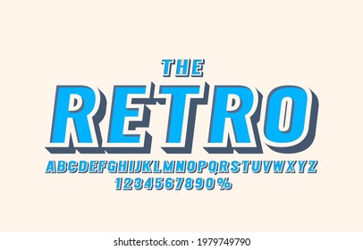 Retro font set collection, letters and numbers symbol. Vector illustration