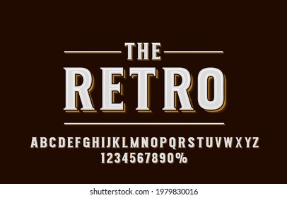 Retro font set collection, letters and numbers symbol. Vector illustration