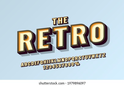 Retro font set collection, letters and numbers symbol. Vector illustration