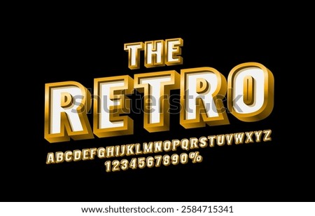 Retro font set collection, letters and numbers symbol. Vector illustration