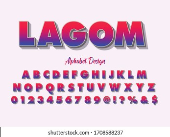 retro font, shadow effect alphabet, letters and numbers vector 