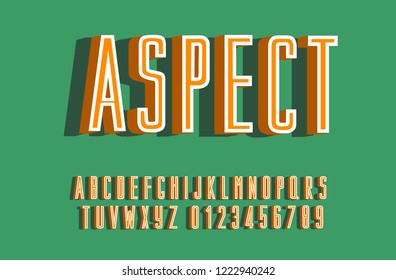Retro font with shadow shift effect. Vector Illustration