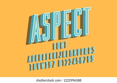 Retro font with shadow shift effect. Vector Illustration
