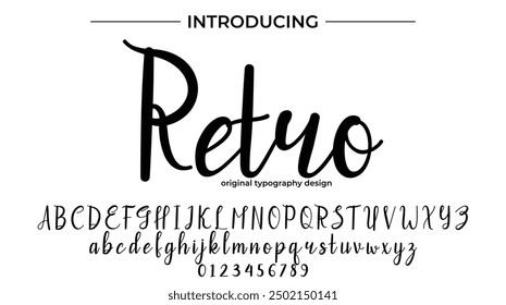 Pincel con estilo pintado con letras de Vector en mayúsculas, alfabeto, tipografía