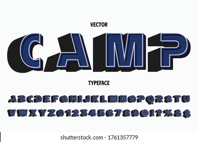 retro font, typeface design, alphabet vector, white and blue style backround